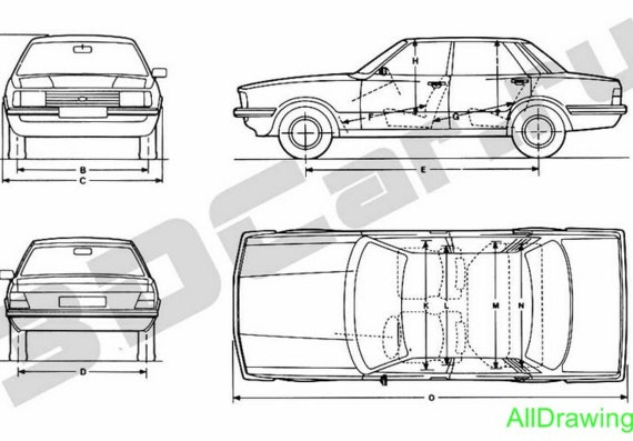 Fords Taunus are drawings of the car
